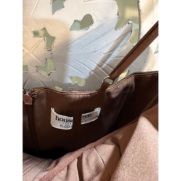 House of CB Myrna Chocolate Brown Satin Corset Dress Size S Small - Picture 6 of 9